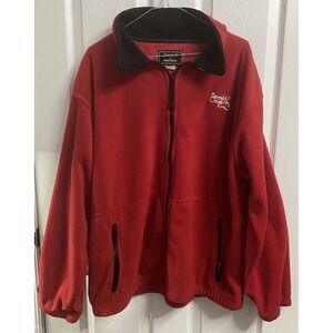 Oarsman Men's Red Fleece Full Zip-Up Emerald Crest Fulton Golf Jacket Sz. L‎
